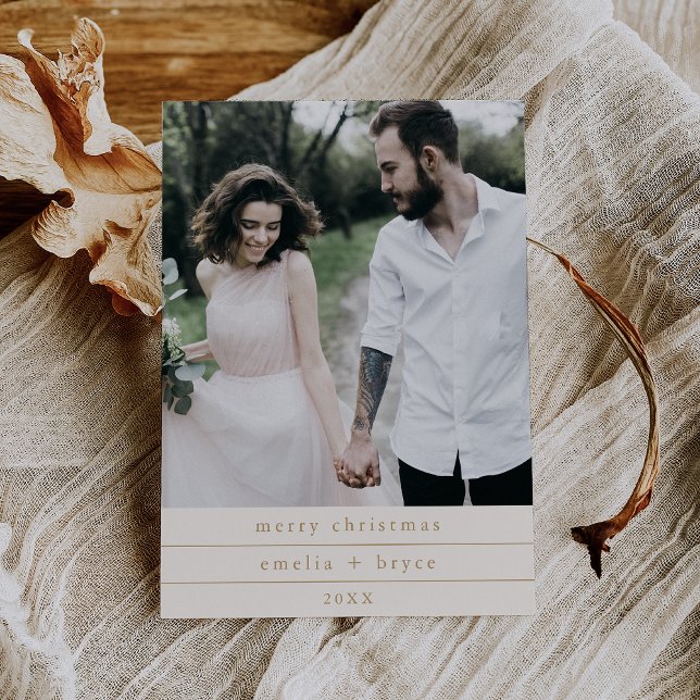 EMELIA Gold Simple Family Photo Merry Christmas Holiday Card (EMELIA Gold Simple Family Photo Merry Christmas Holiday Card)