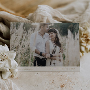 EMELIA Gold Simple Family Unique Photo Christmas Holiday Card