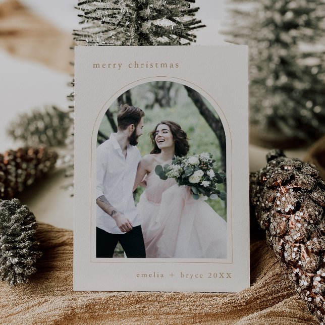EMELIA Gold Unique Arch Family Photo Christmas Holiday Card (EMELIA Gold Unique Arch Family Photo Christmas Holiday Card)