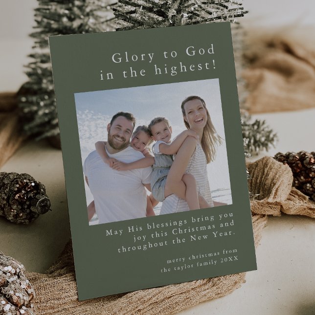 EMELIA Green Family Photo God Christian Christmas Holiday Card (EMELIA Green Family Photo God Christian Christmas Holiday Card)