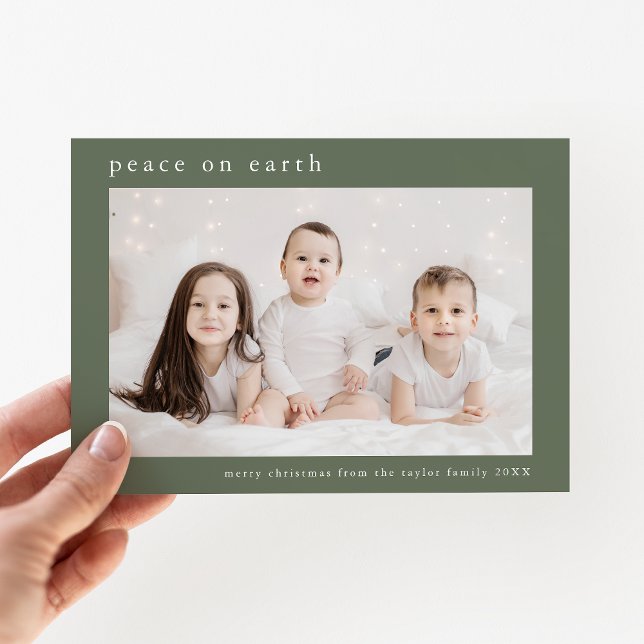 EMELIA Green Family Photo Peace On Earth Christmas Holiday Card (EMELIA Green Family Photo Peace On Earth Christmas Holiday Card)
