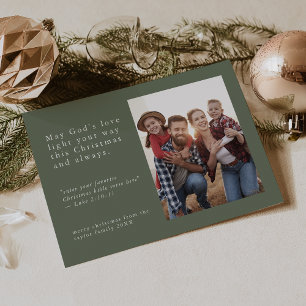 EMELIA Green Photo Easy Simple Religious Christmas Holiday Card