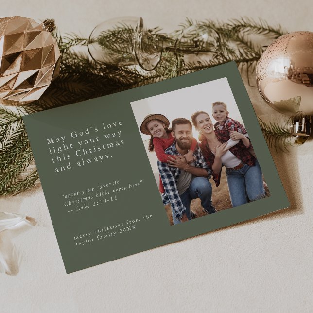 EMELIA Green Photo Easy Simple Religious Christmas Holiday Card (EMELIA Green Photo Easy Simple Religious Christmas Holiday Card)