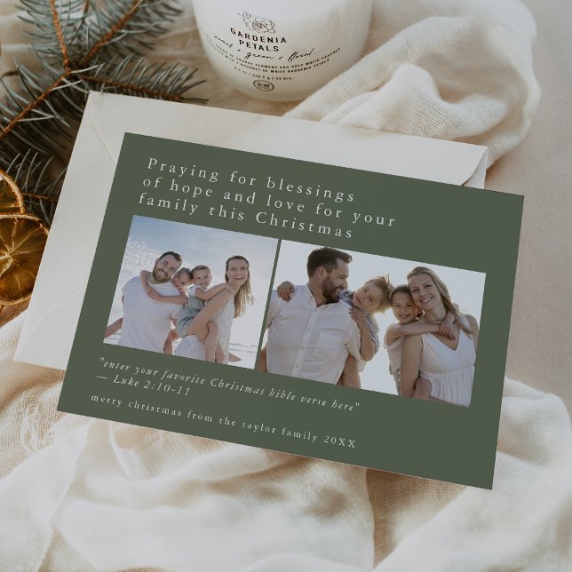 EMELIA Green Photo Unique Bible Quotes Christmas Holiday Card (EMELIA Green Photo Unique Bible Quotes Christmas Holiday Card)