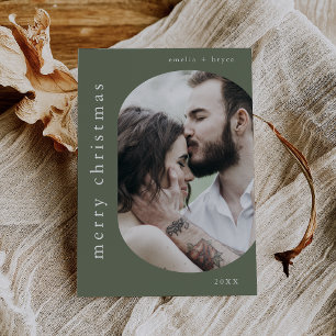 EMELIA Green Picture Family Photo Merry Christmas Holiday Card