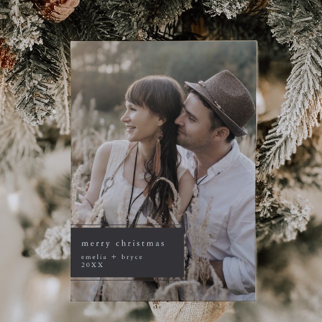 EMELIA Grey Printable Cute Unique Photo Christmas Holiday Card (EMELIA Gray Printable Cute Unique Photo Christmas Holiday Card)