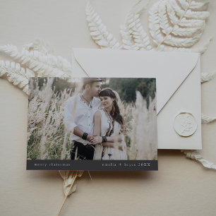 EMELIA Grey Simple Family Unique Photo Christmas Holiday Card