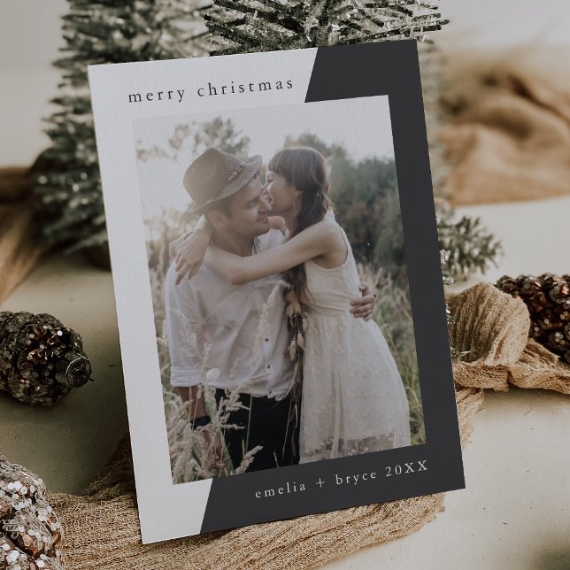 EMELIA Grey Unique Minimal Family Photo Christmas Holiday Card (EMELIA Gray Unique Minimal Family Photo Christmas Holiday Card)