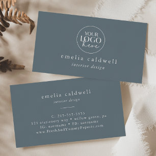 EMELIA Logo Minimal Dusty Blue Minimalist Rustic Business Card