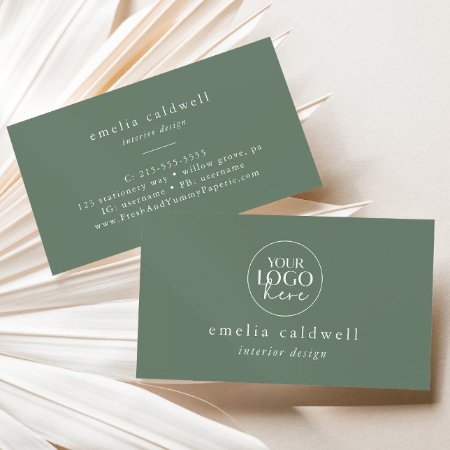 EMELIA Logo Simple Modern Olive Sage Green Rustic Business Card (EMELIA Logo Simple Modern Olive Sage Green Rustic Business Card)