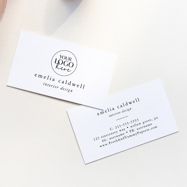 EMELIA Logo Unique Neutral White Black Rustic Boho Business Card (EMELIA Logo Unique Neutral White Black Rustic Boho Business Card)