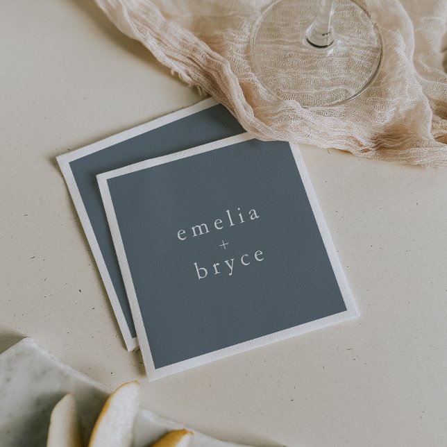 EMELIA Minimal Dusty Blue Winter Rustic Wedding Napkin (EMELIA Minimal Dusty Blue Winter Rustic Wedding Napkins)