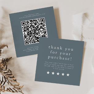 EMELIA Minimalist Simple Dusty Blue Leave A Review Square Business Card