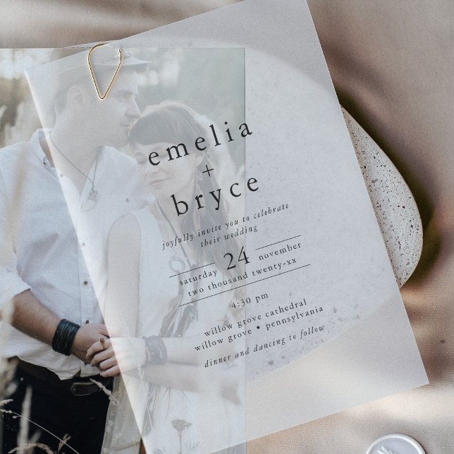 EMELIA Modern Boho Minimalist Unique Black Wedding Vellum Invitations (EMELIA Modern Boho Minimalist Unique Black Wedding Vellum Invitations)