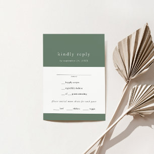 EMELIA Modern Mountain Sage Green Simple Wedding RSVP Card