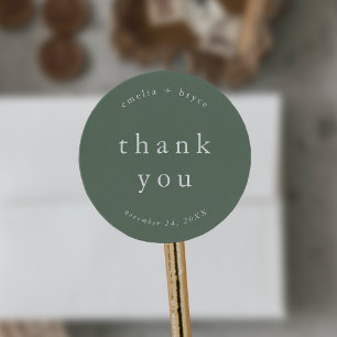 EMELIA Modern Mountain Simple Wedding Thank You Classic Round Sticker