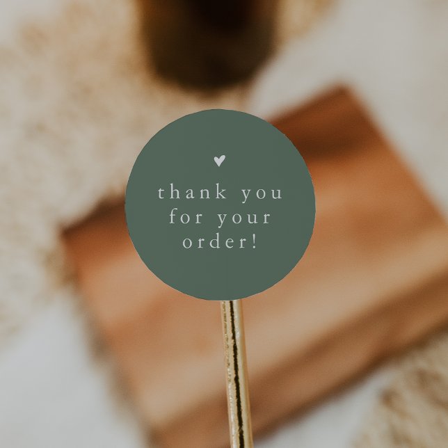 EMELIA Modern Olive Sage Green Thank You For Order Classic Round Sticker (EMELIA Modern Olive Sage Green Thank You For Order Classic Round Sticker)