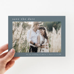 EMELIA Photo Dusty Blue Winter Minimal Wedding Save The Date
