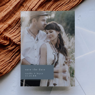 EMELIA Photo Minimalist Blue Simple Winter Wedding Save The Date