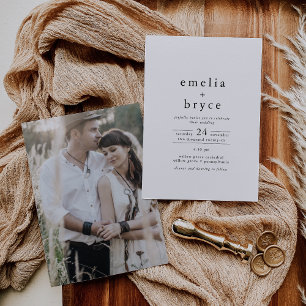 EMELIA Photo Minimalist Unique Neutral Wedding Invitation