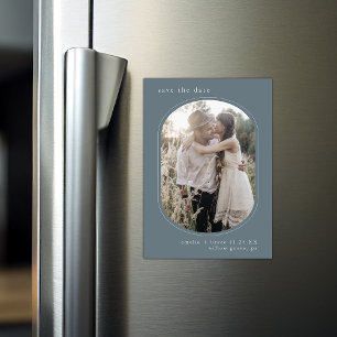 EMELIA Photo Navy Simple Wedding Save the Date Magnetic Invitation