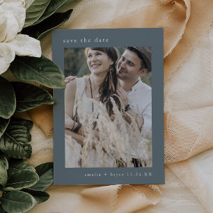 EMELIA Photo Winter Minimalist Dusty Blue Wedding Save The Date