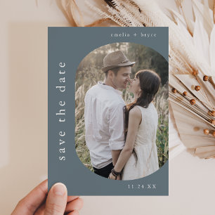 EMELIA Photo Winter Minimalist Dusty Blue Wedding Save The Date