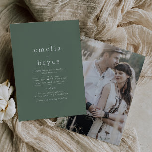 EMELIA Photo Woodland Nature Sage Green Wedding Invitation
