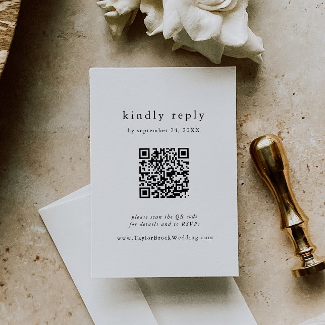 EMELIA QR Code Simple Modern Boho Wedding RSVP Enclosure Card (EMELIA QR Code Simple Modern Boho Wedding RSVP Enclosure Card)