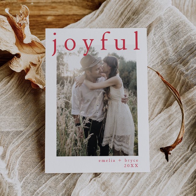 EMELIA Red Boho Xmas Photo Joyful Christmas Holiday Card (EMELIA Red Boho Xmas Photo Joyful Christmas Holiday Card)