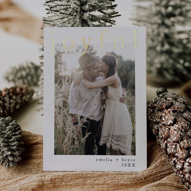 EMELIA Red Gold Foil Xmas Photo Joyful Christmas Foil Holiday Card (EMELIA Red Gold Foil Xmas Photo Joyful Christmas Foil Holiday Card)
