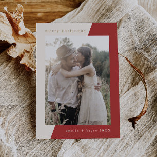 EMELIA Red Unique Minimal Family Photo Christmas Holiday Card