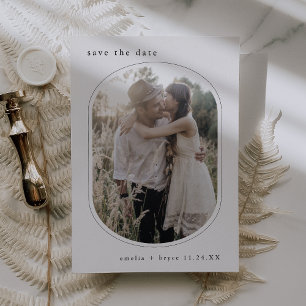 EMELIA Rustic Oval Photo Simple Modern Wedding Save The Date