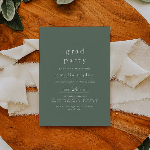 EMELIA Sage Green Forest Mountain Graduation Party Invitation