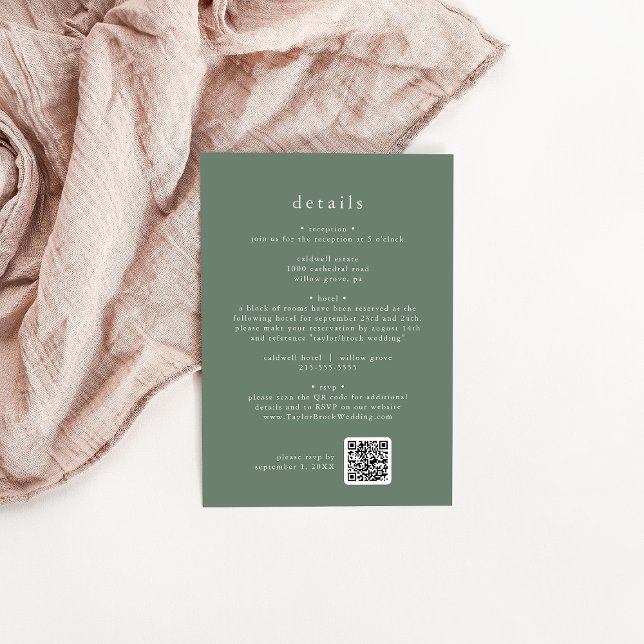 EMELIA Sage Green Forest Mountain Wedding Details Enclosure Card (EMELIA Sage Green Forest Mountain Wedding Details Enclosure Card)