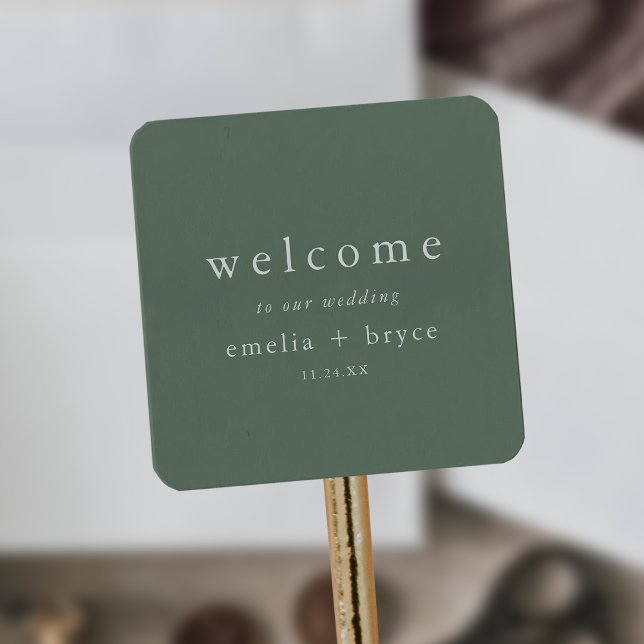 EMELIA Sage Green Mountain Wedding Welcome Bag Square Sticker (EMELIA Sage Green Mountain Wedding Welcome Bag Square Sticker)