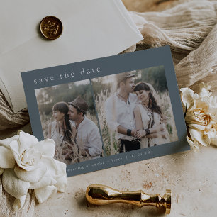 EMELIA Silver Foil Blue Boho Wedding Save the Date