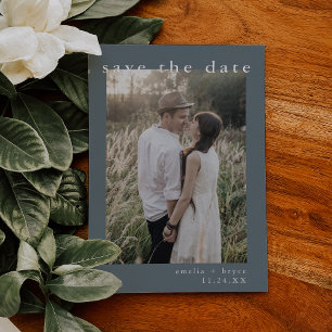 EMELIA Silver Foil Navy Blue Wedding Save the Date