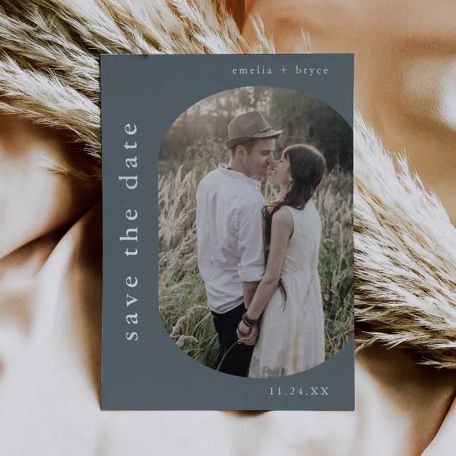 EMELIA Silver Foil Navy Boho Wedding Save the Date (EMELIA Silver Foil Navy Boho Wedding Save the Date Foil Invitation)