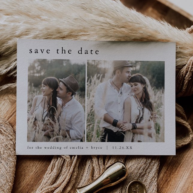 EMELIA Simple 2 Photo Modern Winter Unique Wedding Save The Date (EMELIA Simple 2 Photo Modern Winter Unique Wedding Save The Date)