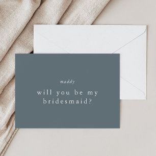EMELIA Simple Dark Blue Bridesmaid Proposal Cards