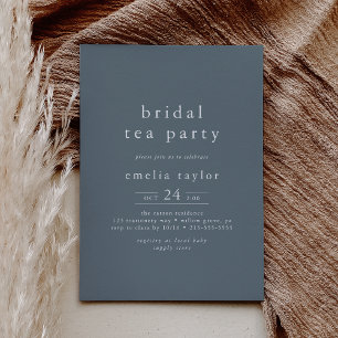 EMELIA Simple Dark Blue Tea Party Bridal Shower Invitation