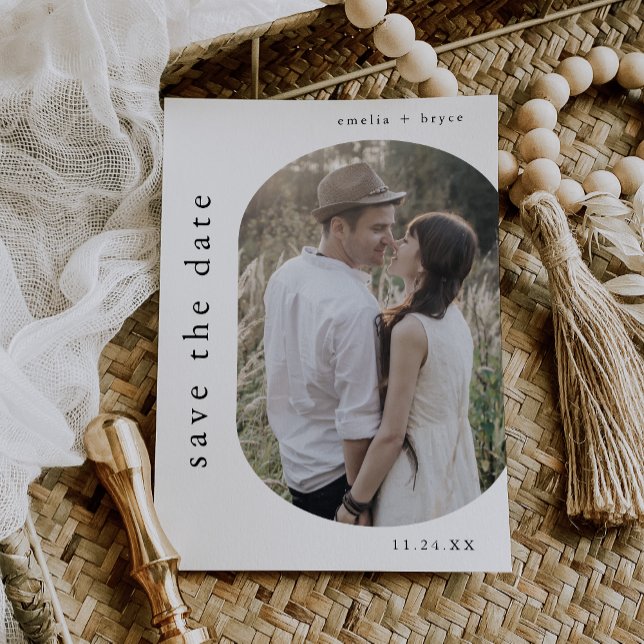 EMELIA Simple Modern Photo Boho Winter Wedding Save The Date (EMELIA Simple Modern Photo Boho Winter Wedding Save The Date)