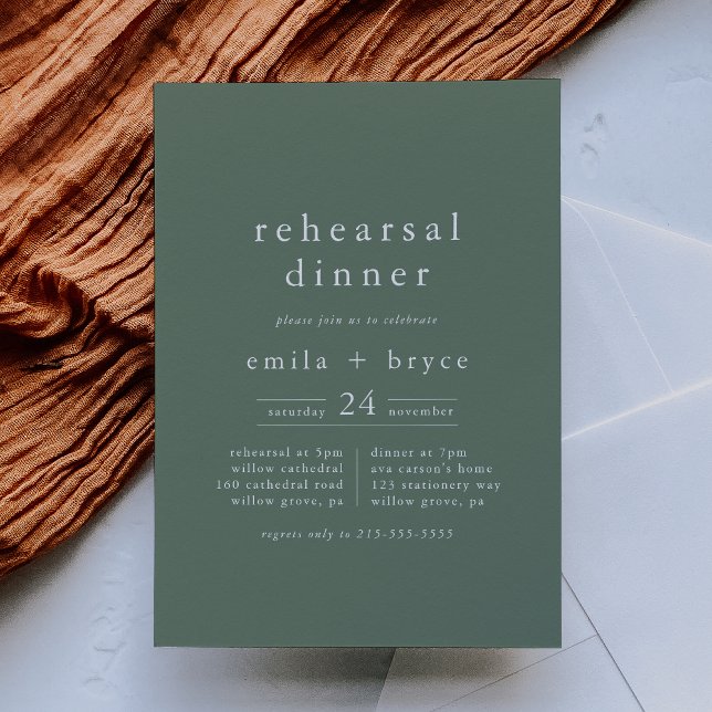 EMELIA Simple Modern Sage Rustic Rehearsal Dinner Invitation (EMELIA Simple Modern Sage Rustic Rehearsal Dinner Invitation)