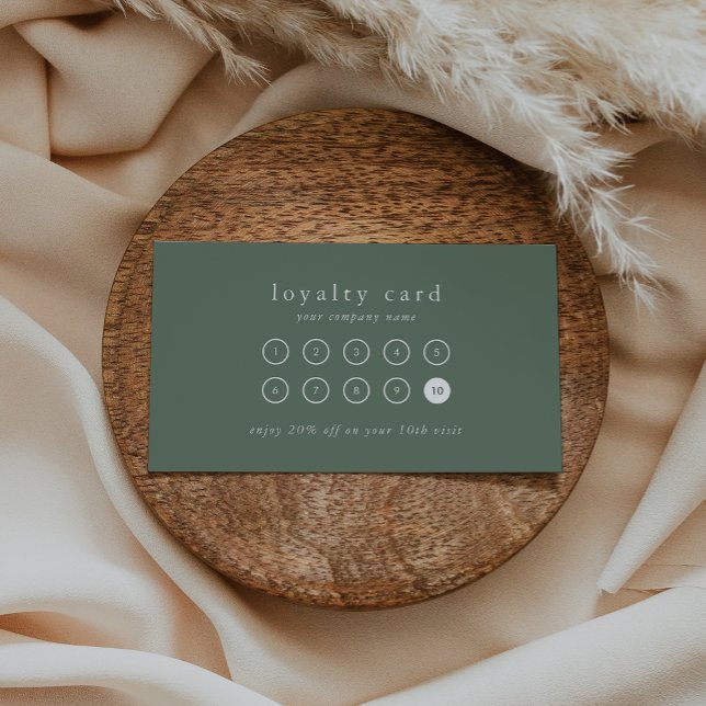EMELIA Simple Sage Green Business Reward 10 Punch Loyalty Card (EMELIA Simple Sage Green Business Reward 10 Punch Loyalty Card)