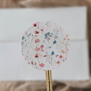EMELIA Soft Watercolor Floral Wildflower Wedding Classic Round Sticker