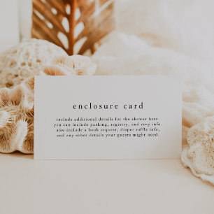 EMELIA Unique Black White Boho Simple Baby Shower Enclosure Card