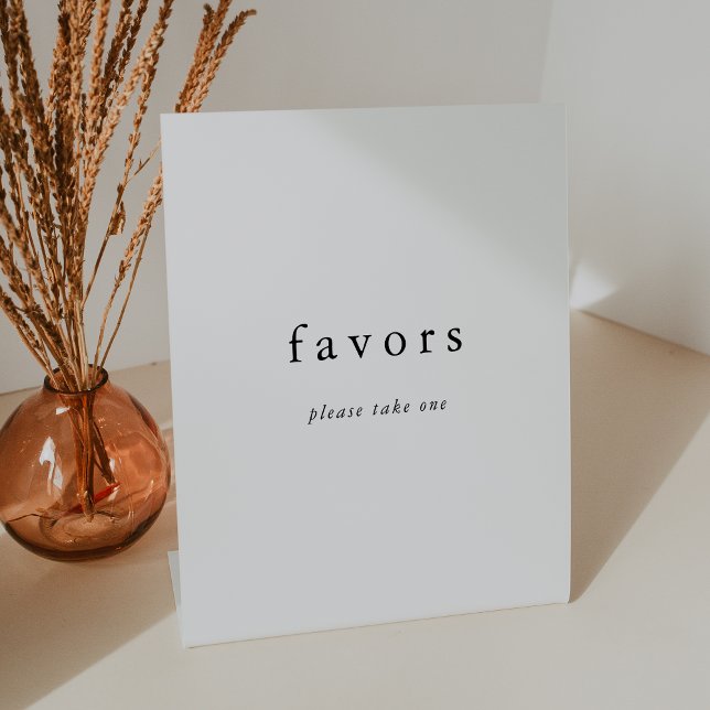 EMELIA White Black Rustic Simple Wedding Favour Pedestal Sign (EMELIA White Black Rustic Simple Wedding Favor Pedestal Sign)