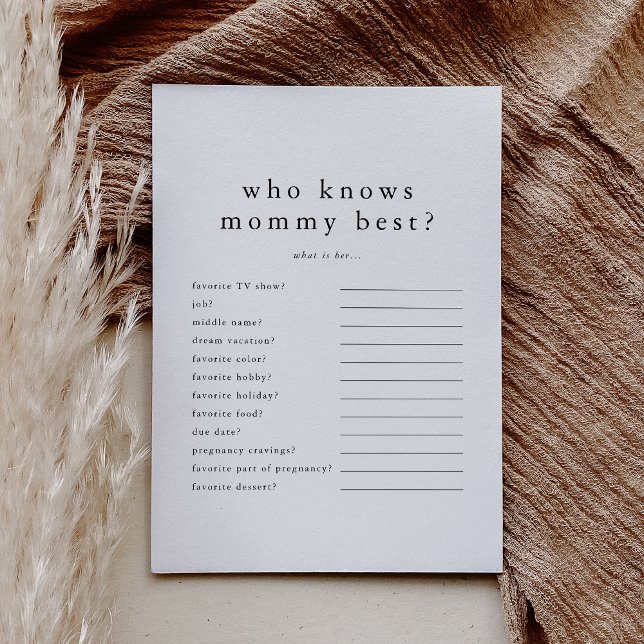 EMELIA Who Knows Mummy Best Baby Shower Game Card (EMELIA Who Knows Mommy Best Baby Shower Game Card)