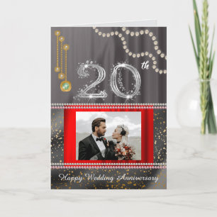 Emerald 20th Anniversary Gold Number & Pearls Card